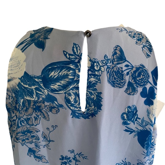 Vince Camuto Blue Floral Chiffon Sleeveless Blouse XS - Picture 8 of 12